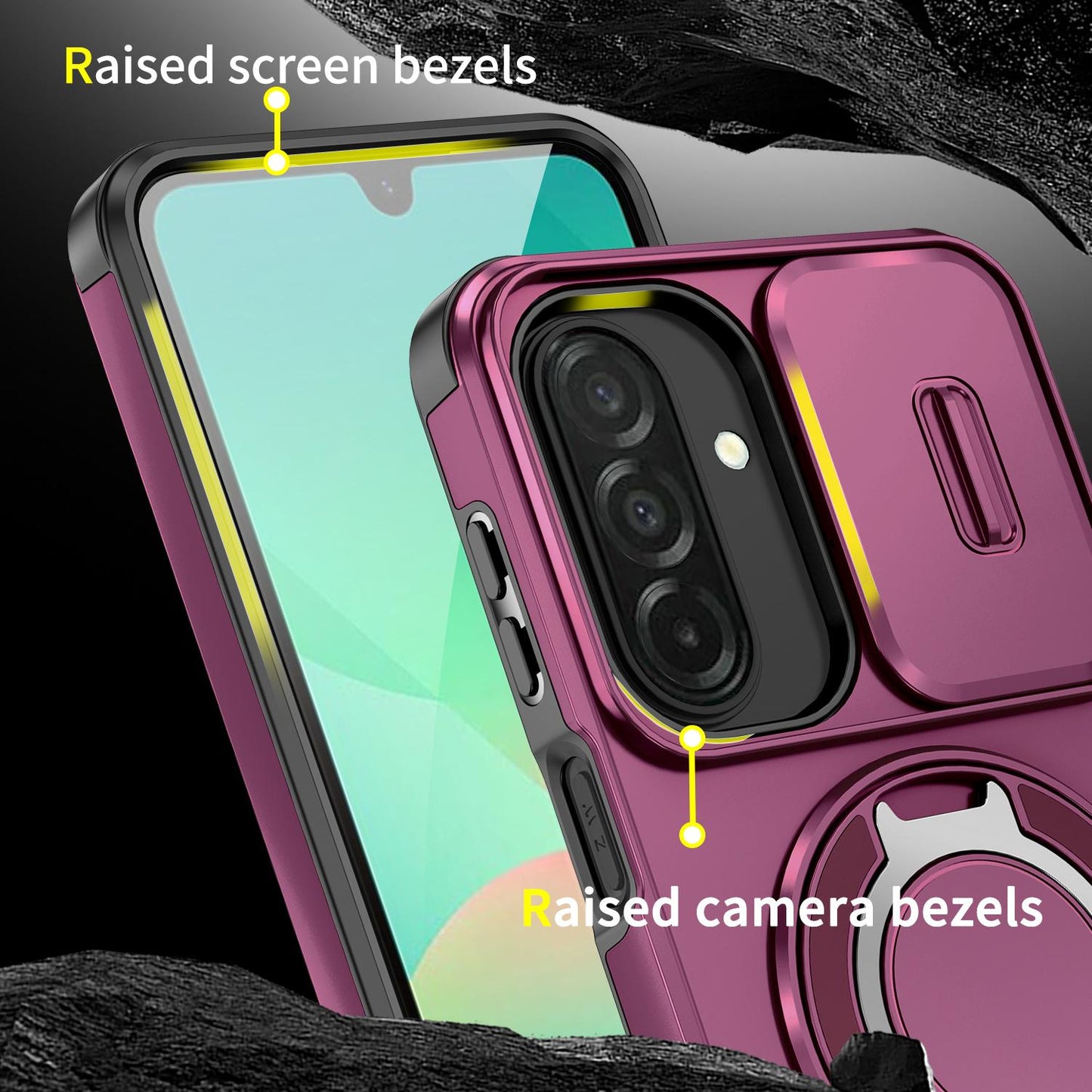 For Samsung Galaxy A27 5G Sliding Camshield Ring Holder Phone Case(Cherry Red)
