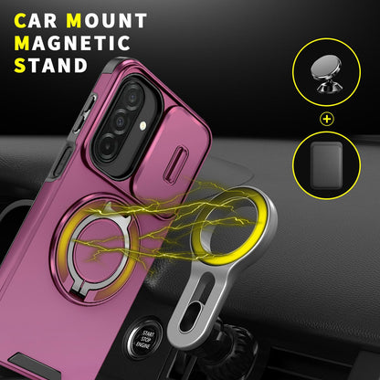 For Samsung Galaxy A27 5G Sliding Camshield Ring Holder Phone Case(Cherry Red)
