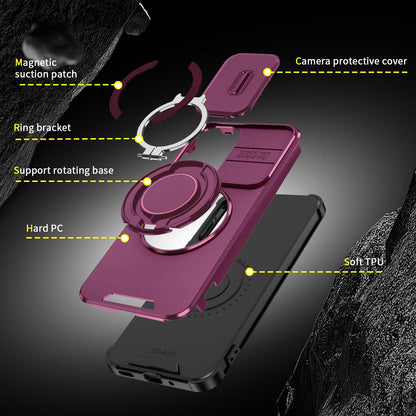 For Samsung Galaxy A27 5G Sliding Camshield Ring Holder Phone Case(Cherry Red)