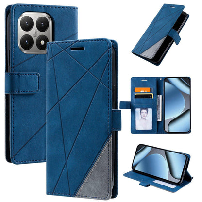 For Xiaomi 15T 5G Skin Feel Splicing Leather Phone Case(Blue)