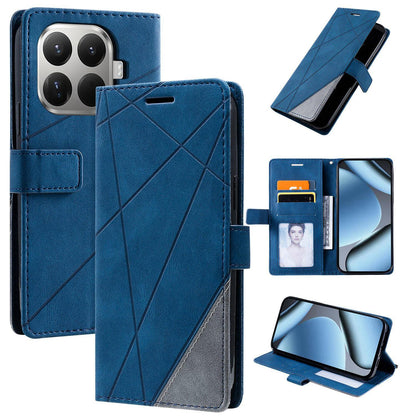 For Xiaomi 15T Pro 5G Skin Feel Splicing Leather Phone Case(Blue)
