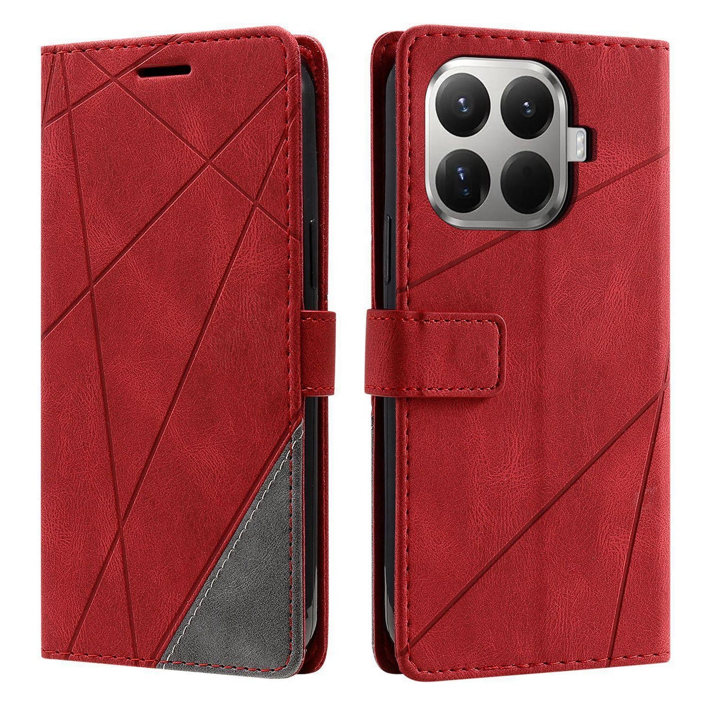 For Xiaomi 15T Pro 5G Skin Feel Splicing Leather Phone Case(Red)