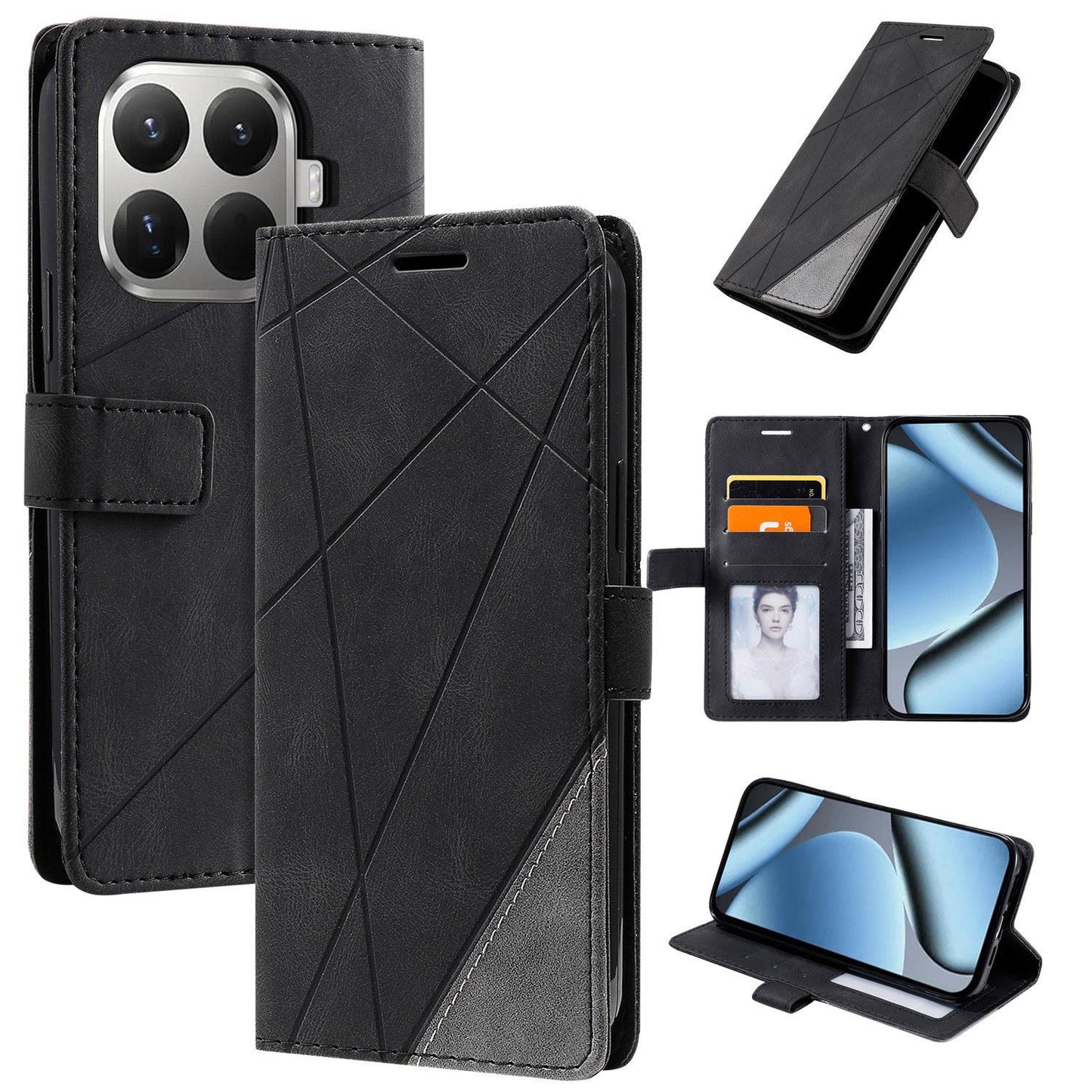 For Xiaomi 15T Pro 5G Skin Feel Splicing Leather Phone Case(Black)