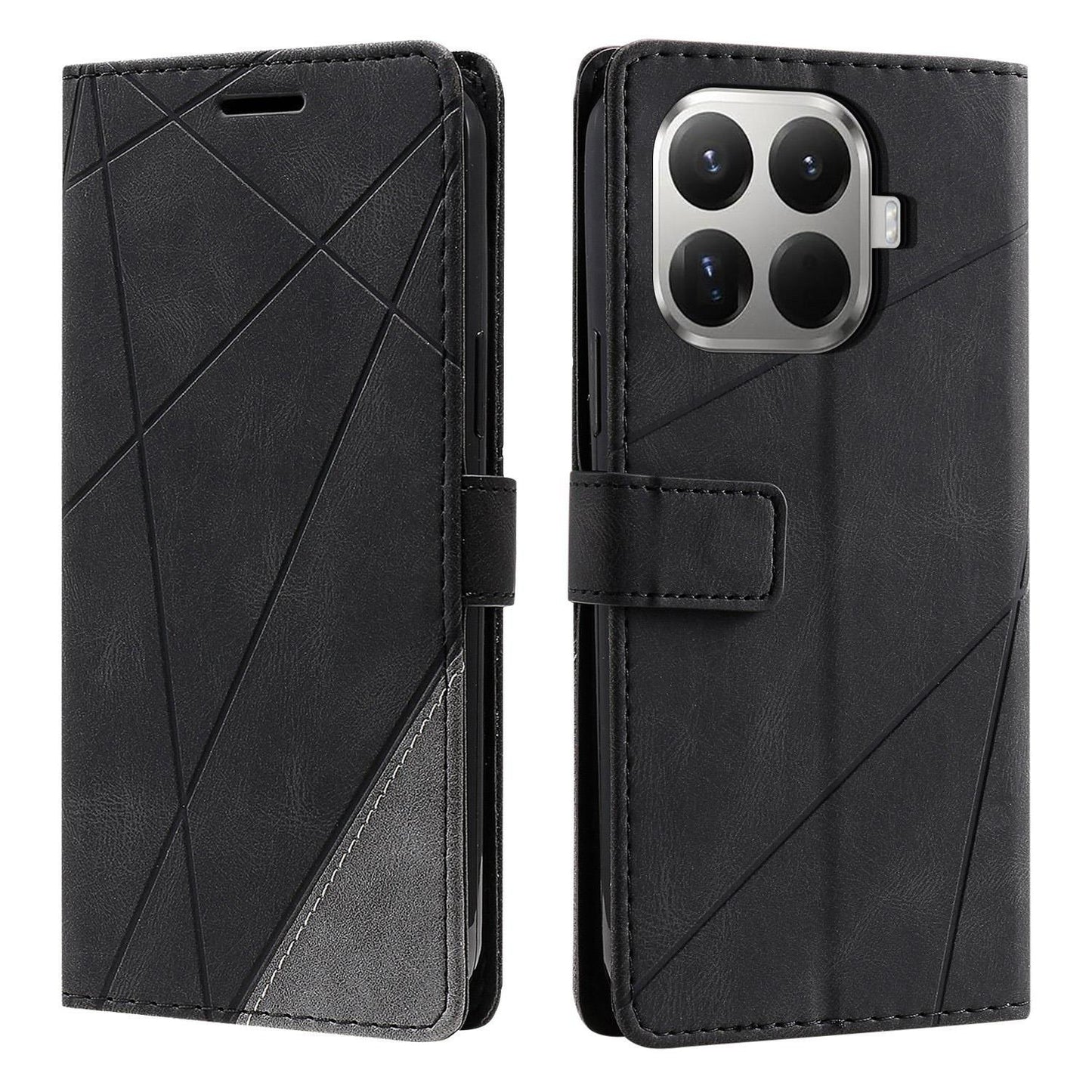 For Xiaomi 15T Pro 5G Skin Feel Splicing Leather Phone Case(Black)