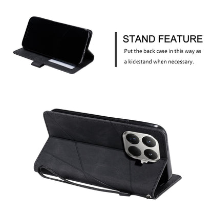 For Xiaomi 15T Pro 5G Skin Feel Splicing Leather Phone Case(Black)