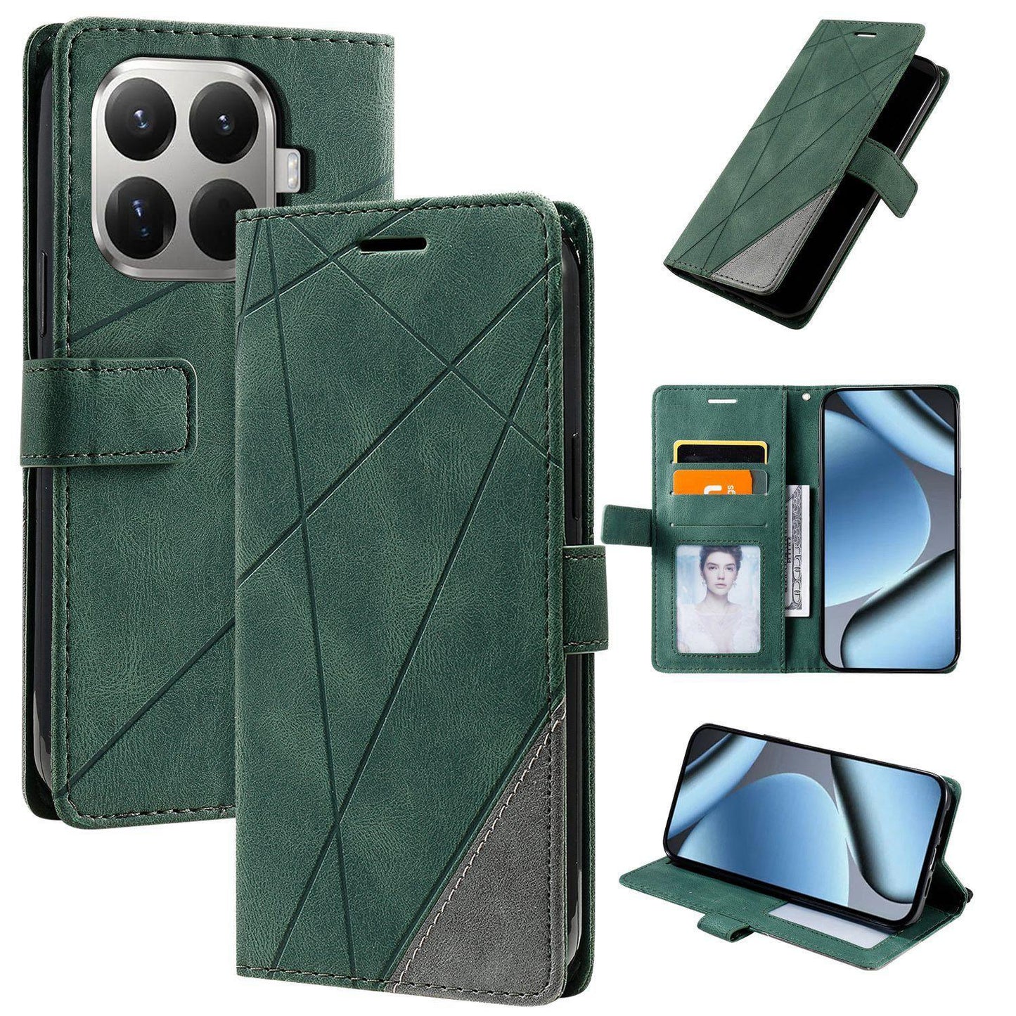 For Xiaomi 15T Pro 5G Skin Feel Splicing Leather Phone Case(Green)