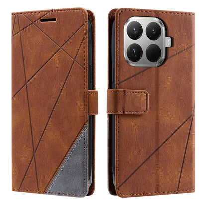 For Xiaomi 15T Pro 5G Skin Feel Splicing Leather Phone Case(Brown)