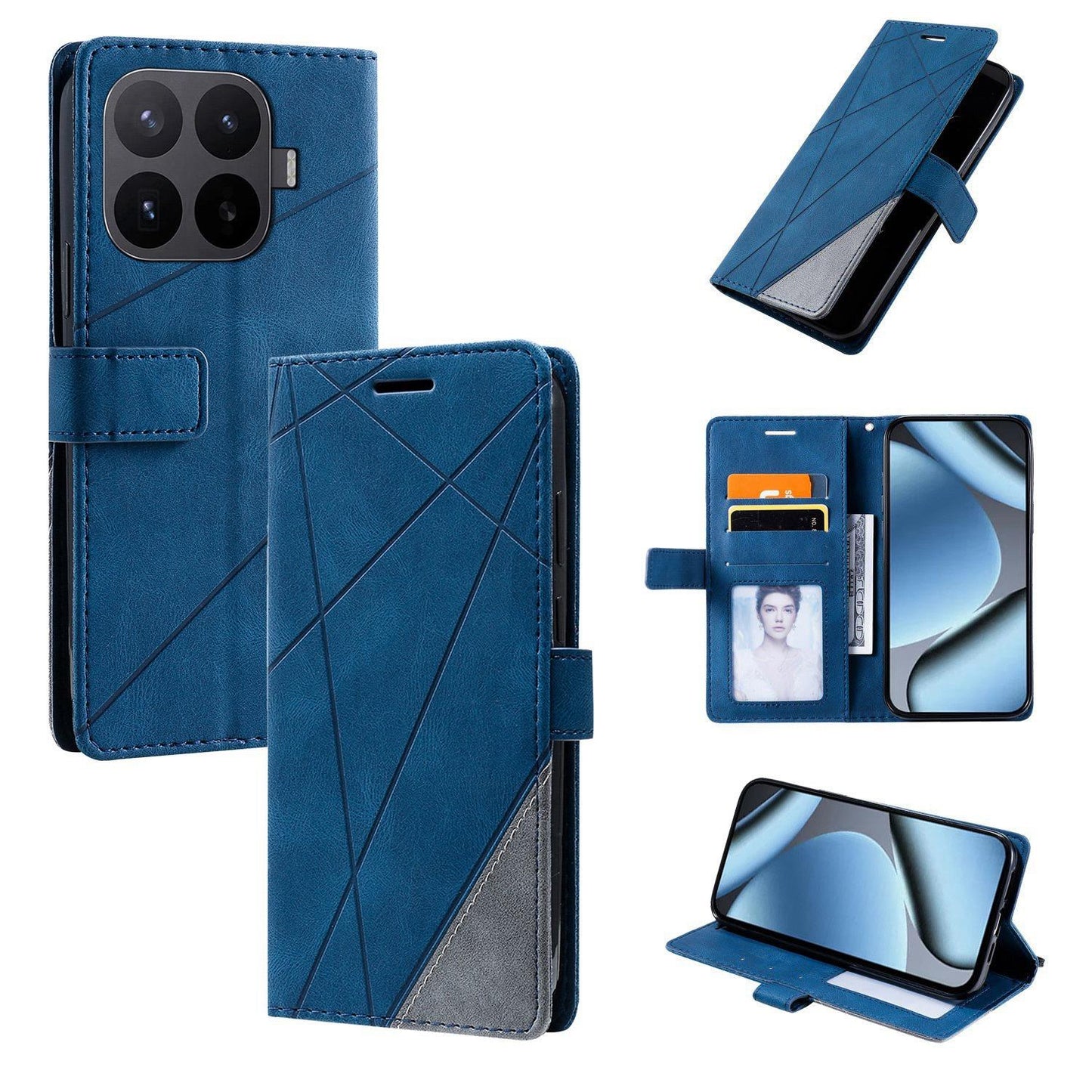 For Xiaomi 17T 5G Skin Feel Splicing Leather Phone Case(Blue)