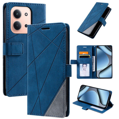 For Redmi 15C 5G / 4G Global 171mm Skin Feel Splicing Leather Phone Case(Blue)