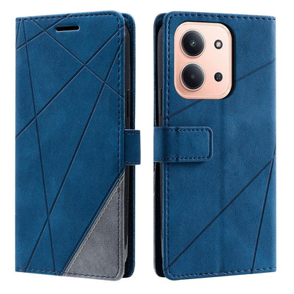 For Redmi 15C 5G / 4G Global 171mm Skin Feel Splicing Leather Phone Case(Blue)