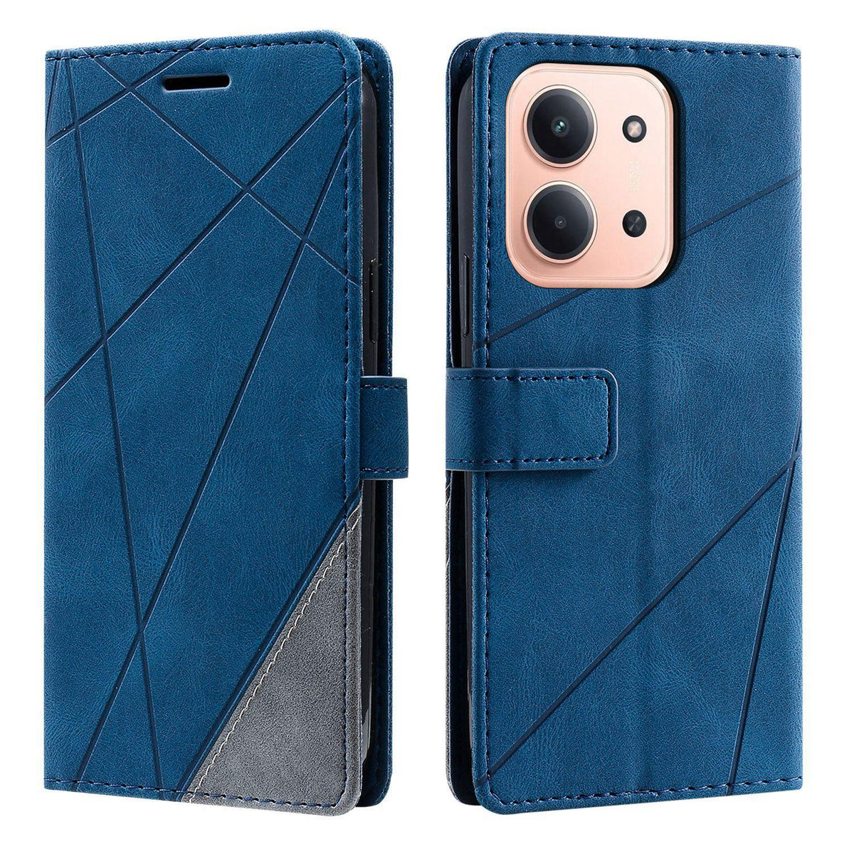 For Redmi 15C 5G / 4G Global 171mm Skin Feel Splicing Leather Phone Case - Blue - EDA010010901A