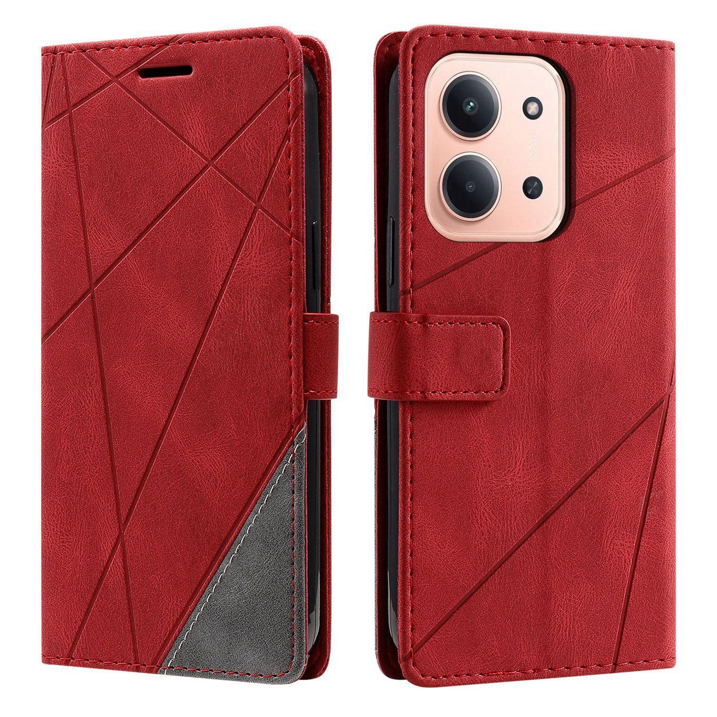 For Redmi 15C 5G / 4G Global 171mm Skin Feel Splicing Leather Phone Case(Red)