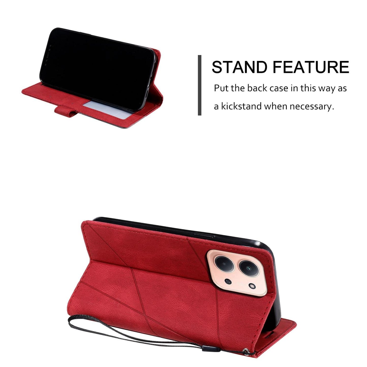 For Redmi 15C 5G / 4G Global 171mm Skin Feel Splicing Leather Phone Case(Red)