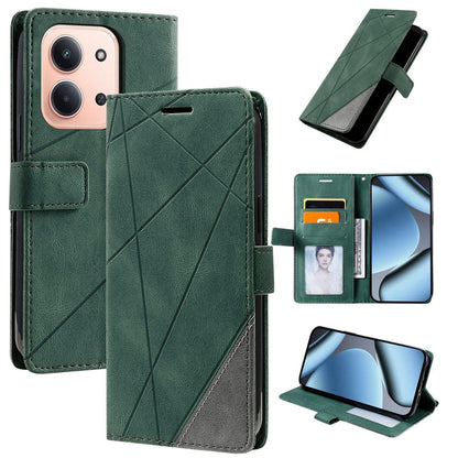 For Redmi 15C 5G / 4G Global 171mm Skin Feel Splicing Leather Phone Case(Green)