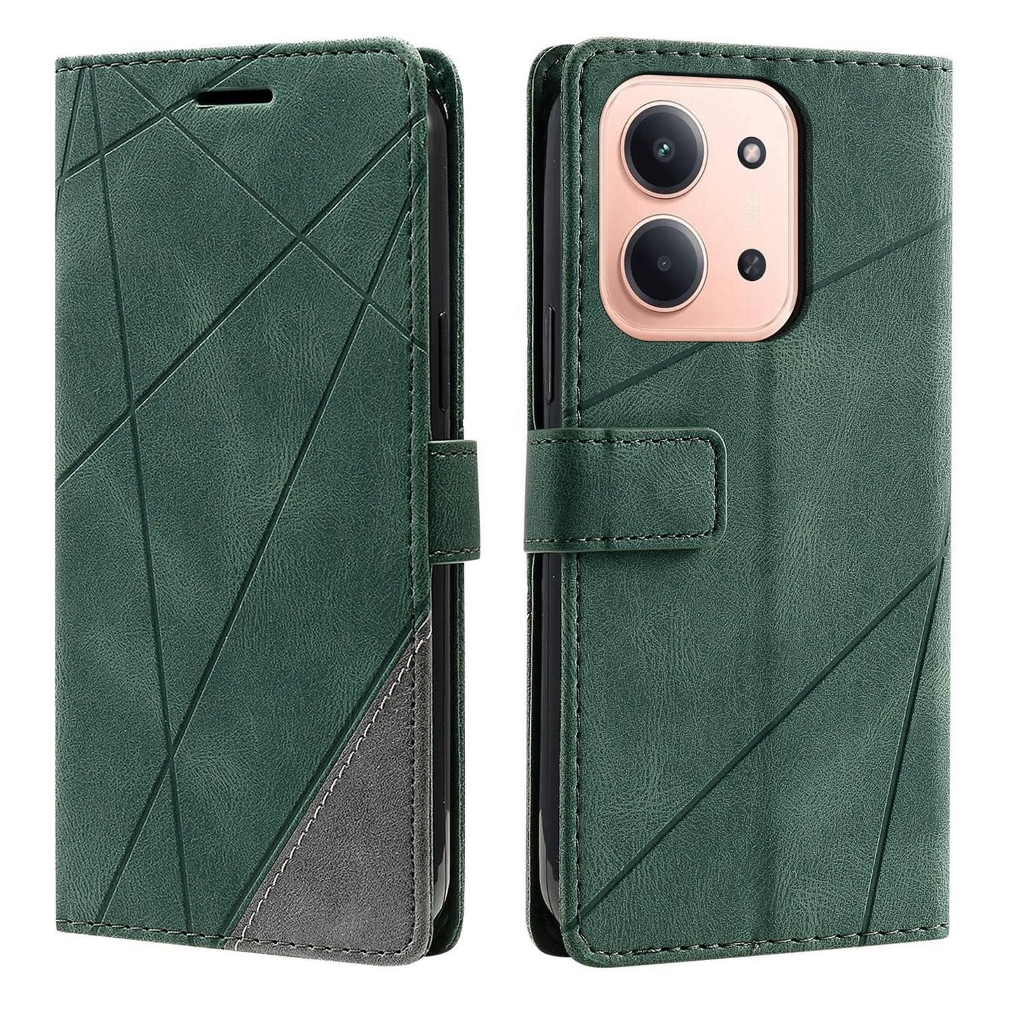 For Redmi 15C 5G / 4G Global 171mm Skin Feel Splicing Leather Phone Case(Green)