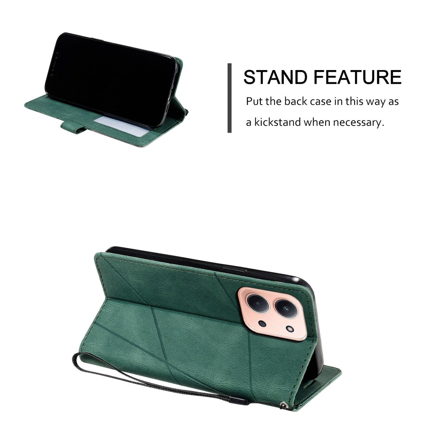 For Redmi 15C 5G / 4G Global 171mm Skin Feel Splicing Leather Phone Case(Green)