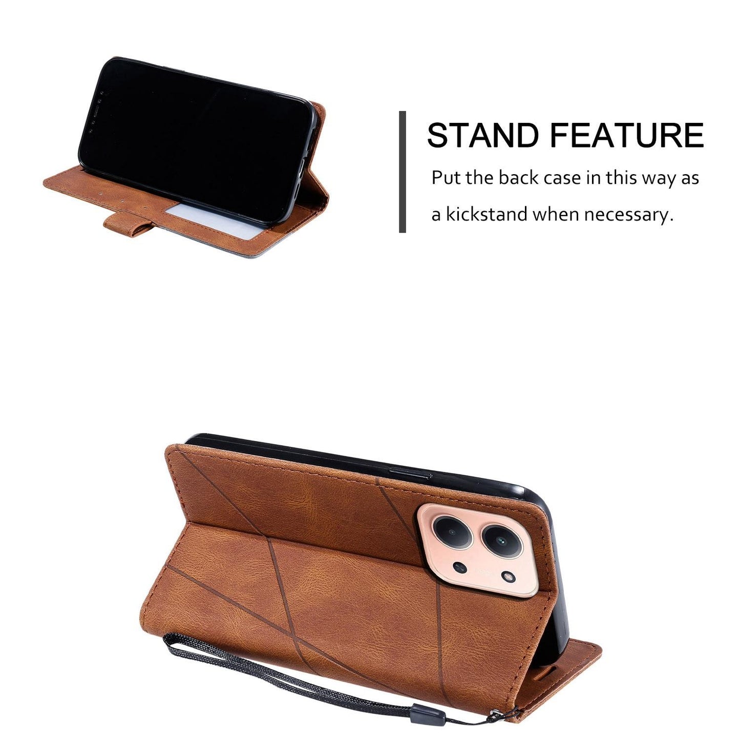 For Redmi 15C 5G / 4G Global 171mm Skin Feel Splicing Leather Phone Case(Brown)