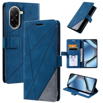 For Redmi A5 4G 171mm / Poco C71 4G Skin Feel Splicing Leather Phone Case(Blue)