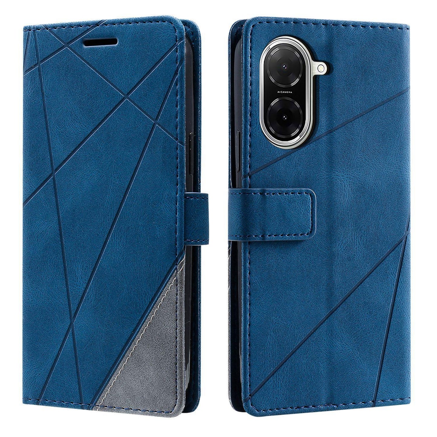 For Redmi A5 4G 171mm / Poco C71 4G Skin Feel Splicing Leather Phone Case(Blue)