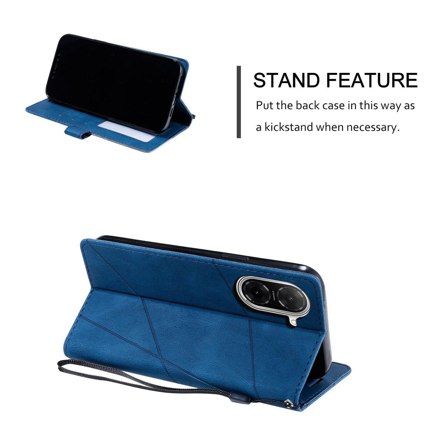 For Redmi A5 4G 171mm / Poco C71 4G Skin Feel Splicing Leather Phone Case(Blue)