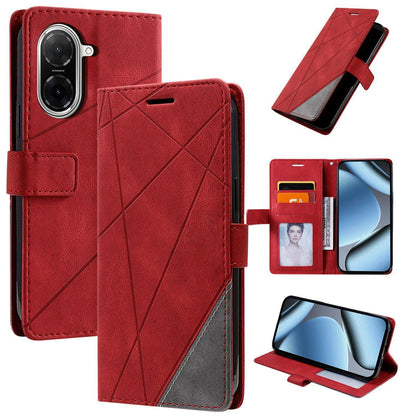 For Redmi A5 4G 171mm / Poco C71 4G Skin Feel Splicing Leather Phone Case(Red)