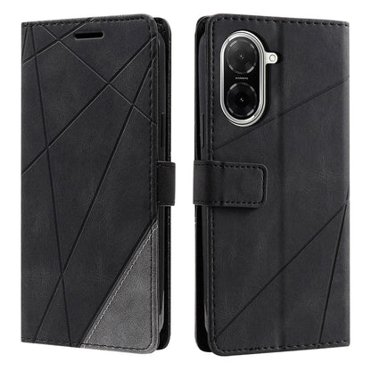 For Redmi A5 4G 171mm / Poco C71 4G Skin Feel Splicing Leather Phone Case(Black)
