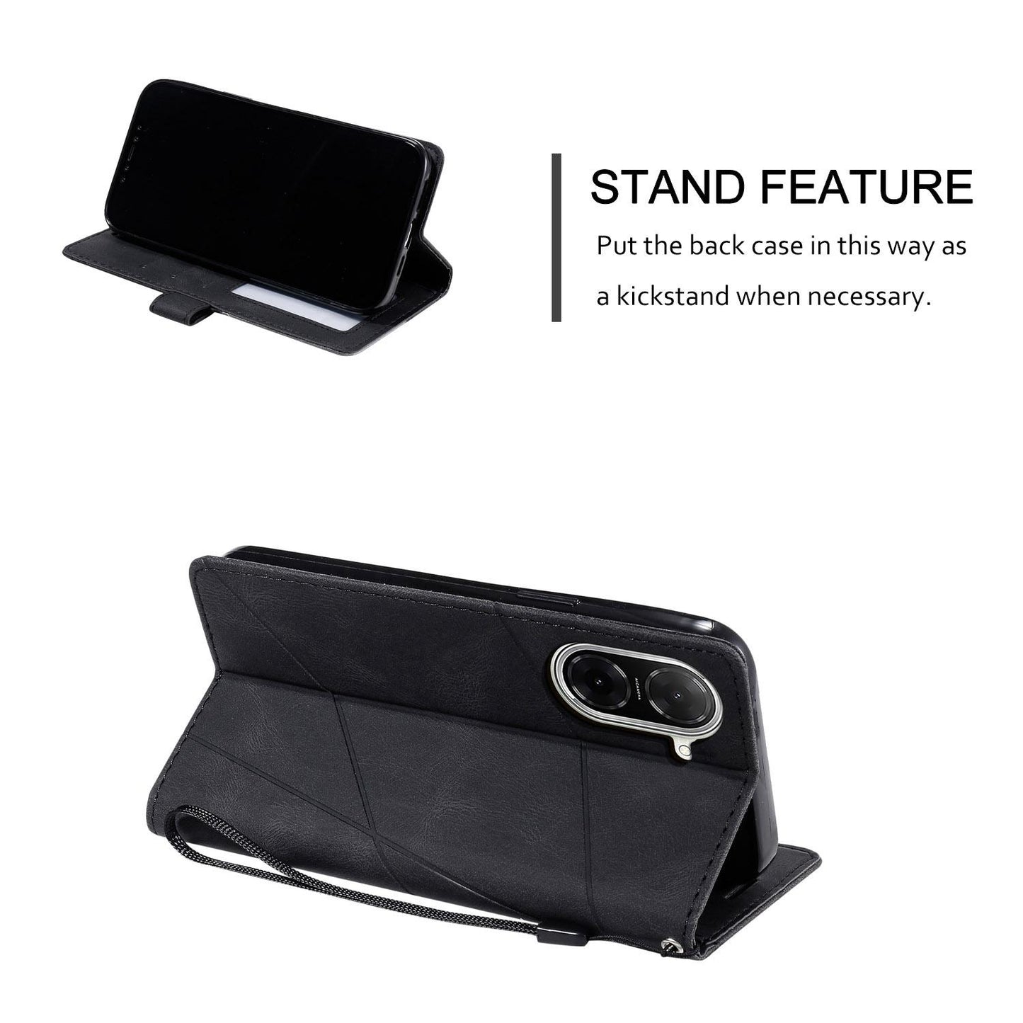 For Redmi A5 4G 171mm / Poco C71 4G Skin Feel Splicing Leather Phone Case(Black)