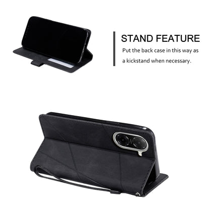 For Redmi A5 4G 171mm / Poco C71 4G Skin Feel Splicing Leather Phone Case(Black)