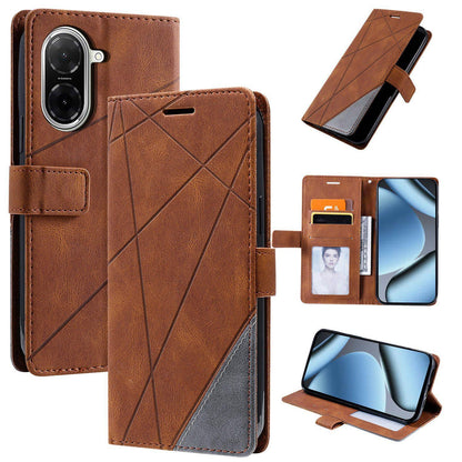 For Redmi A5 4G 171mm / Poco C71 4G Skin Feel Splicing Leather Phone Case(Brown)