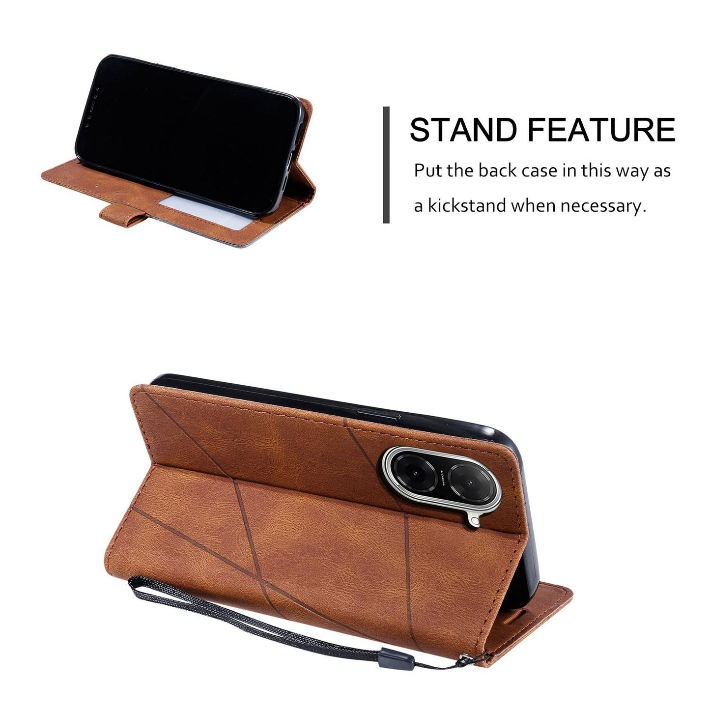 For Redmi A5 4G 171mm / Poco C71 4G Skin Feel Splicing Leather Phone Case(Brown)