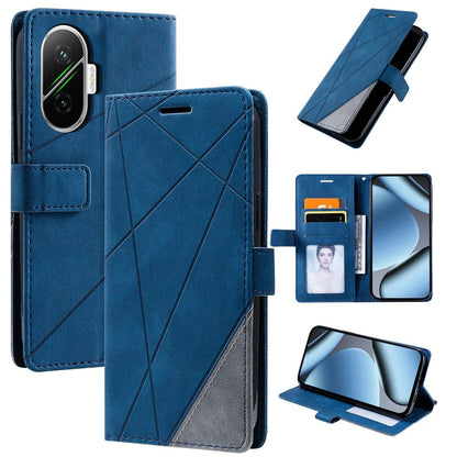 For Redmi Turbo 4 Pro 5G / Poco F7 5G Skin Feel Splicing Leather Phone Case(Blue)