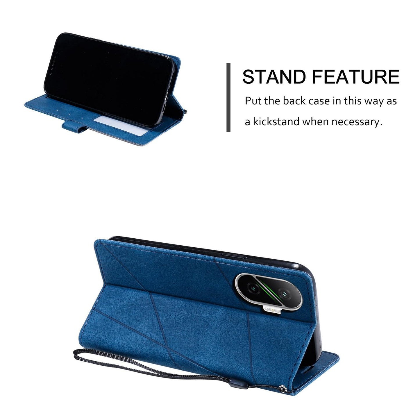 For Redmi Turbo 4 Pro 5G / Poco F7 5G Skin Feel Splicing Leather Phone Case(Blue)