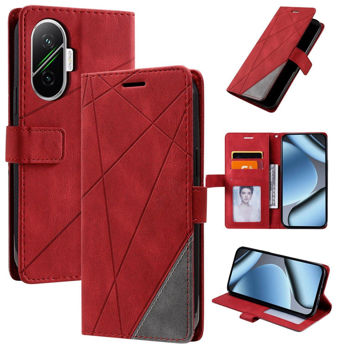 For Redmi Turbo 4 Pro 5G / Poco F7 5G Skin Feel Splicing Leather Phone Case(Red)