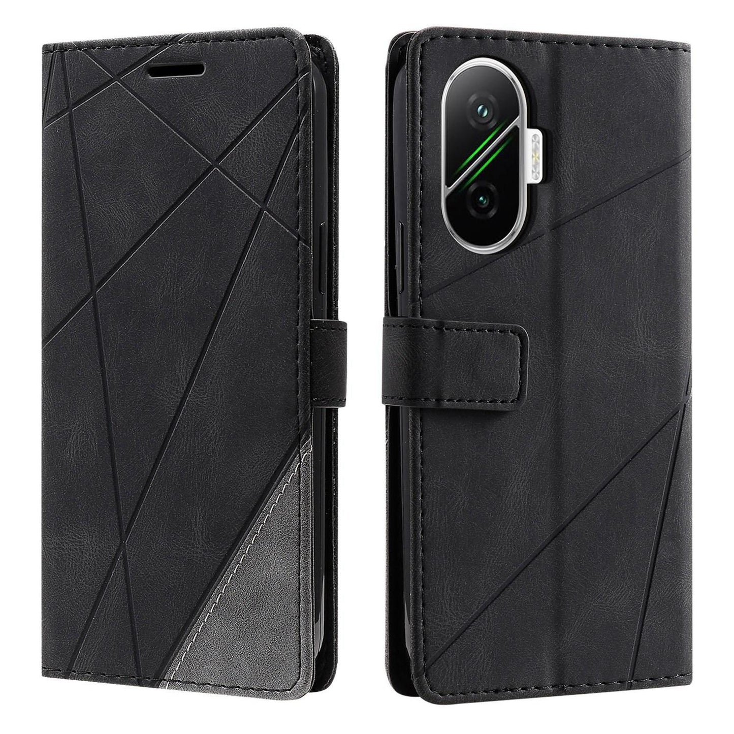 For Redmi Turbo 4 Pro 5G / Poco F7 5G Skin Feel Splicing Leather Phone Case(Black)
