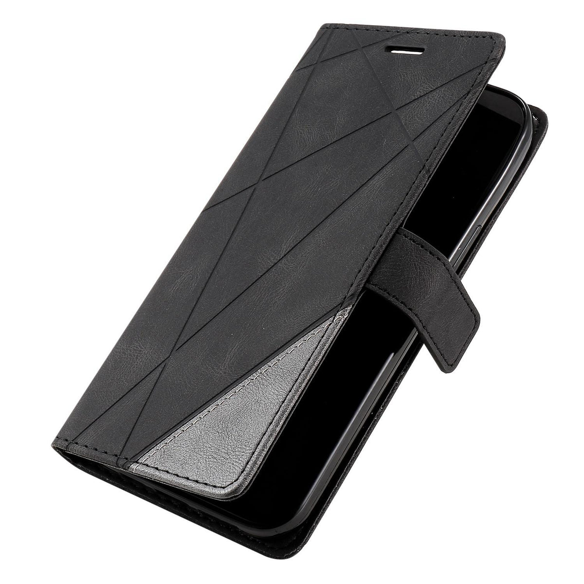 For Redmi Turbo 4 Pro 5G / Poco F7 5G Skin Feel Splicing Leather Phone Case - Black - EDA010010903C