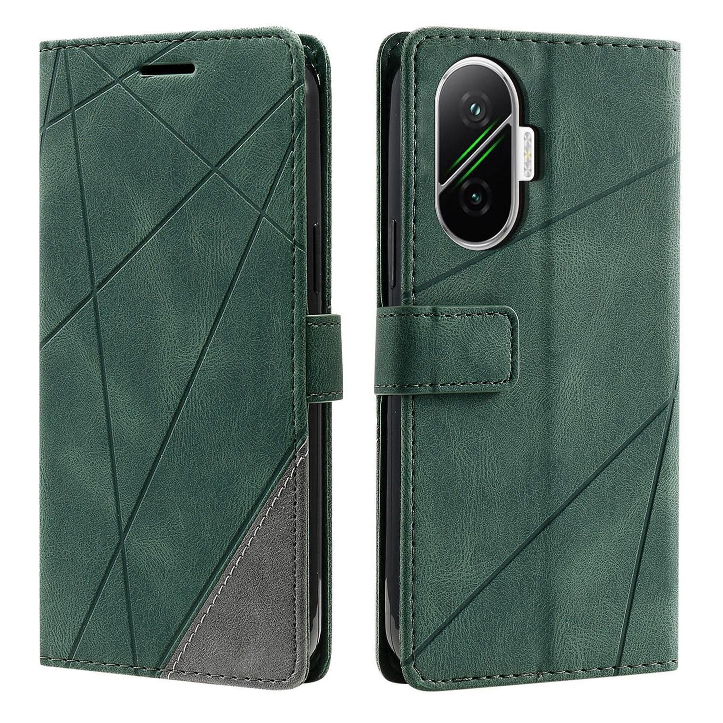 For Redmi Turbo 4 Pro 5G / Poco F7 5G Skin Feel Splicing Leather Phone Case(Green)
