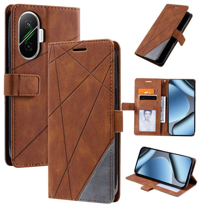 For Redmi Turbo 4 Pro 5G / Poco F7 5G Skin Feel Splicing Leather Phone Case(Brown)