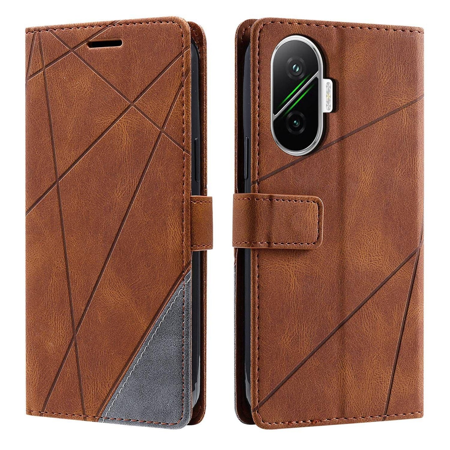 For Redmi Turbo 4 Pro 5G / Poco F7 5G Skin Feel Splicing Leather Phone Case(Brown)