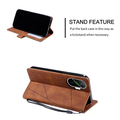 For Redmi Turbo 4 Pro 5G / Poco F7 5G Skin Feel Splicing Leather Phone Case(Brown)