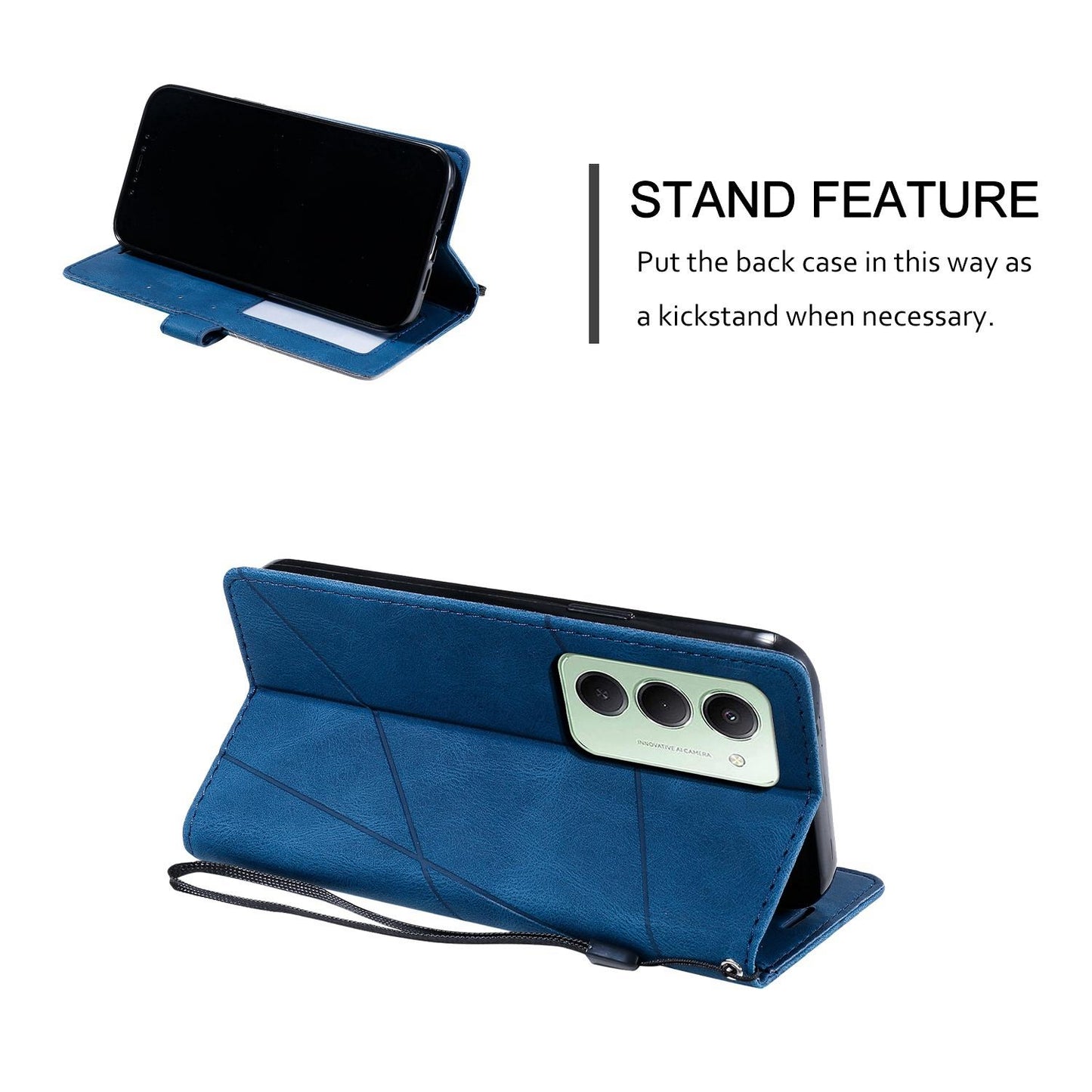 For Redmi 15 5G Global / 15 4G SEA 169.5mm Skin Feel Splicing Leather Phone Case(Blue)