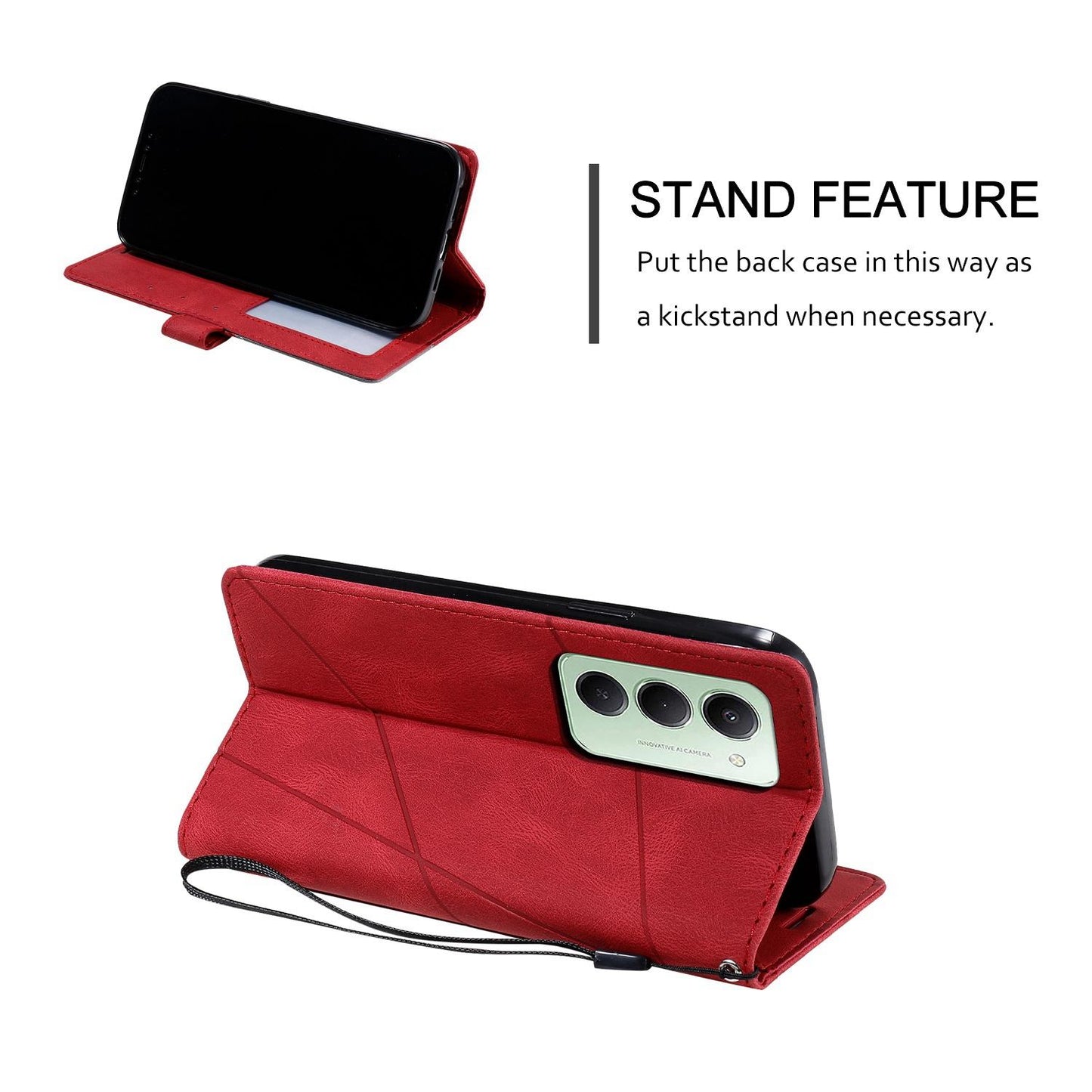 For Redmi 15 5G Global / 15 4G SEA 169.5mm Skin Feel Splicing Leather Phone Case(Red)
