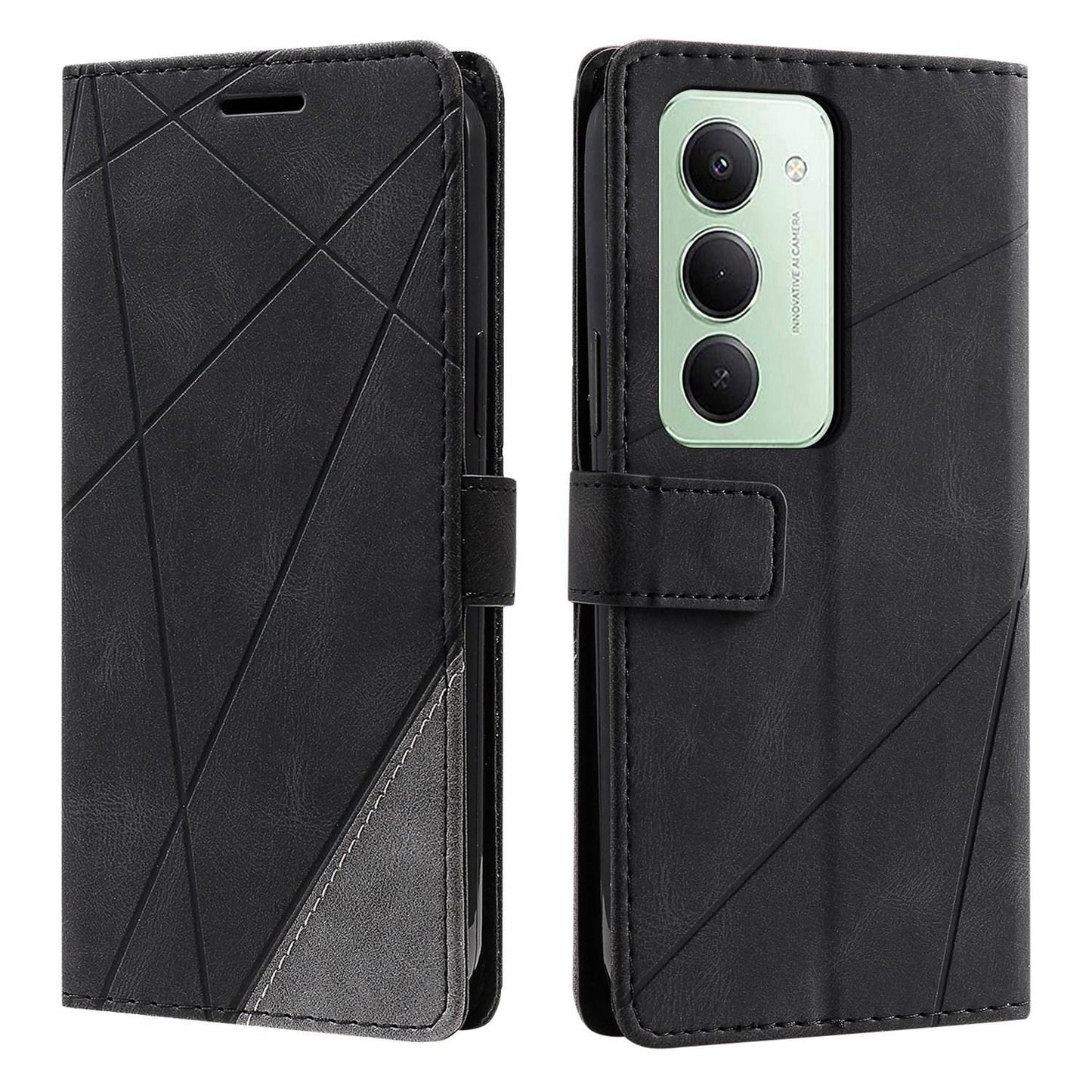 For Redmi 15 5G Global / 15 4G SEA 169.5mm Skin Feel Splicing Leather Phone Case(Black)