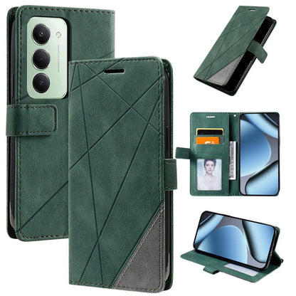 For Redmi 15 5G Global / 15 4G SEA 169.5mm Skin Feel Splicing Leather Phone Case(Green)