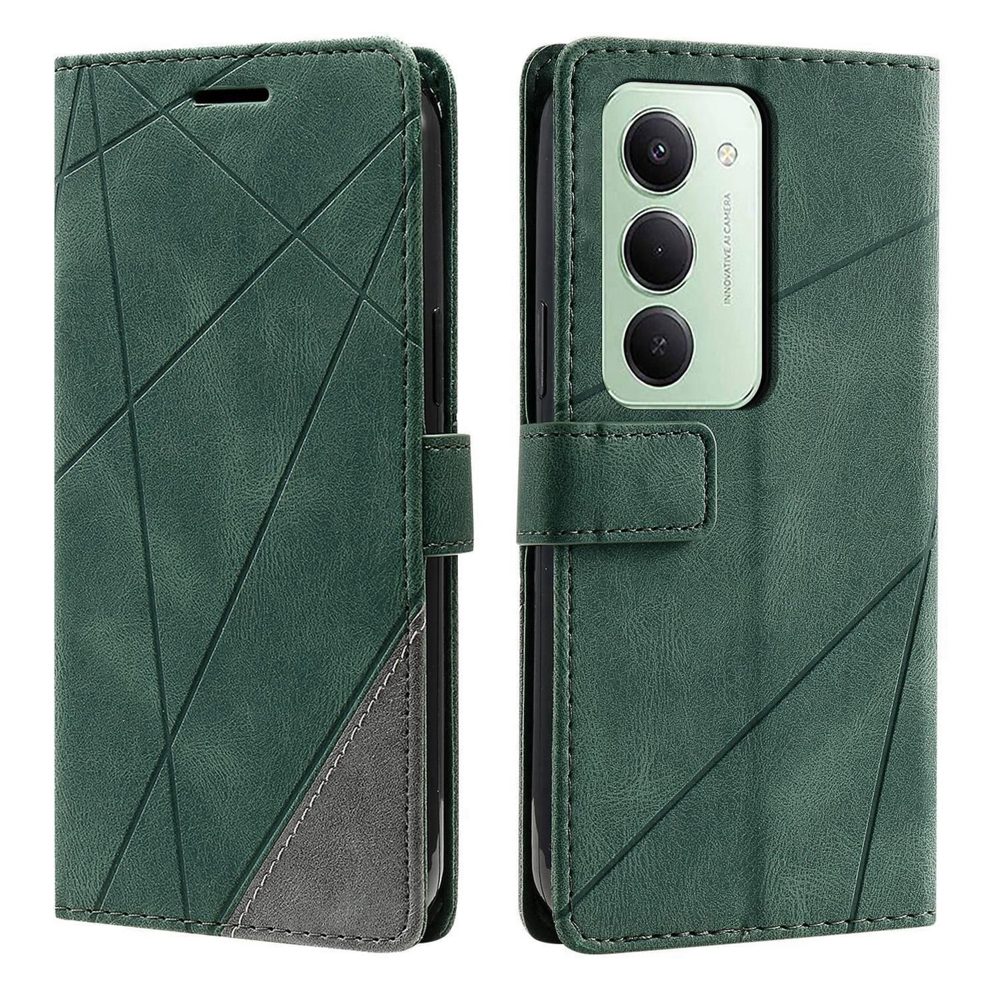 For Redmi 15 5G Global / 15 4G SEA 169.5mm Skin Feel Splicing Leather Phone Case(Green)