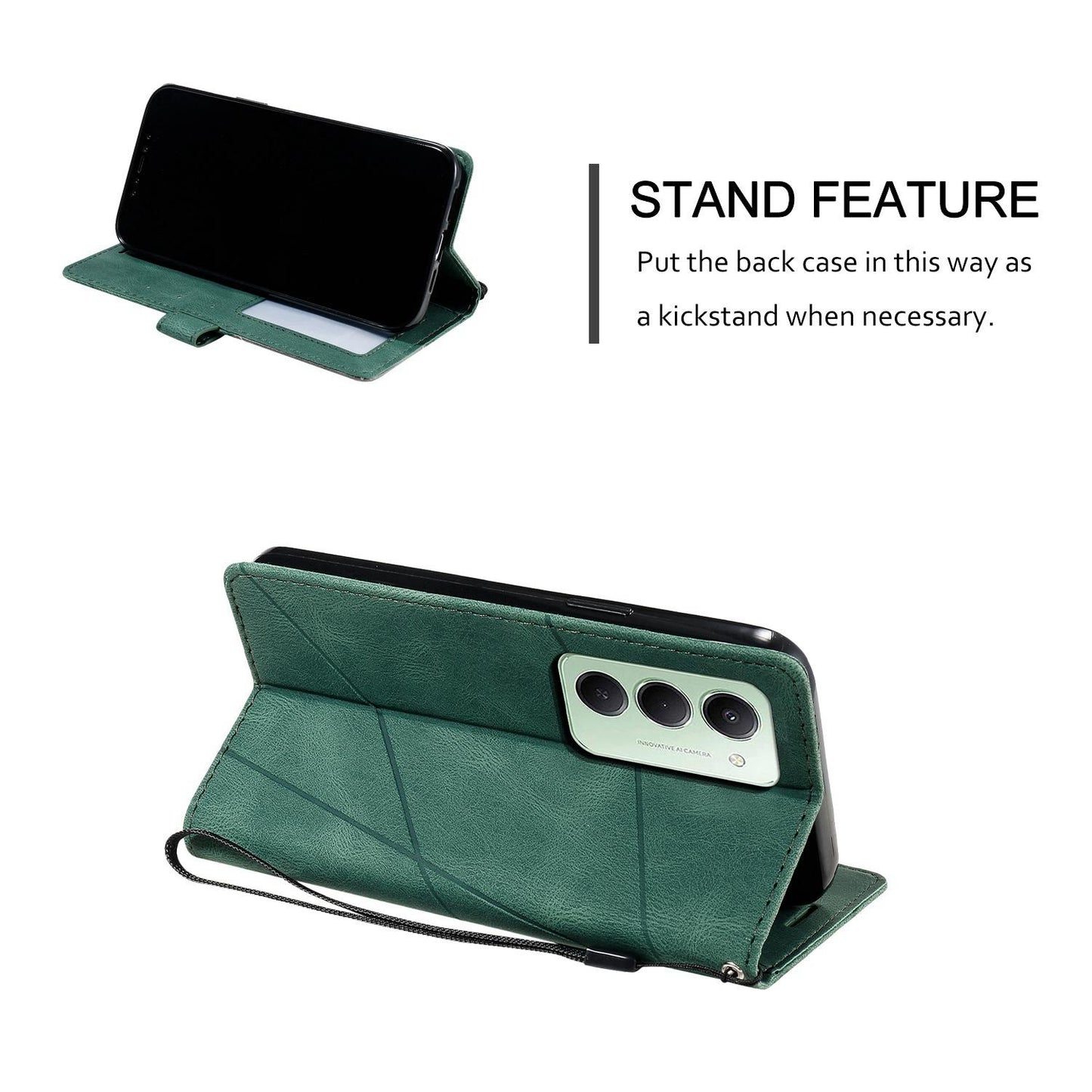 For Redmi 15 5G Global / 15 4G SEA 169.5mm Skin Feel Splicing Leather Phone Case(Green)