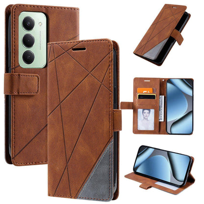 For Redmi 15 5G Global / 15 4G SEA 169.5mm Skin Feel Splicing Leather Phone Case(Brown)