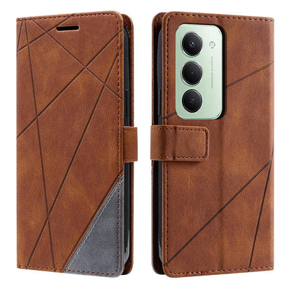 For Redmi 15 5G Global / 15 4G SEA 169.5mm Skin Feel Splicing Leather Phone Case(Brown)
