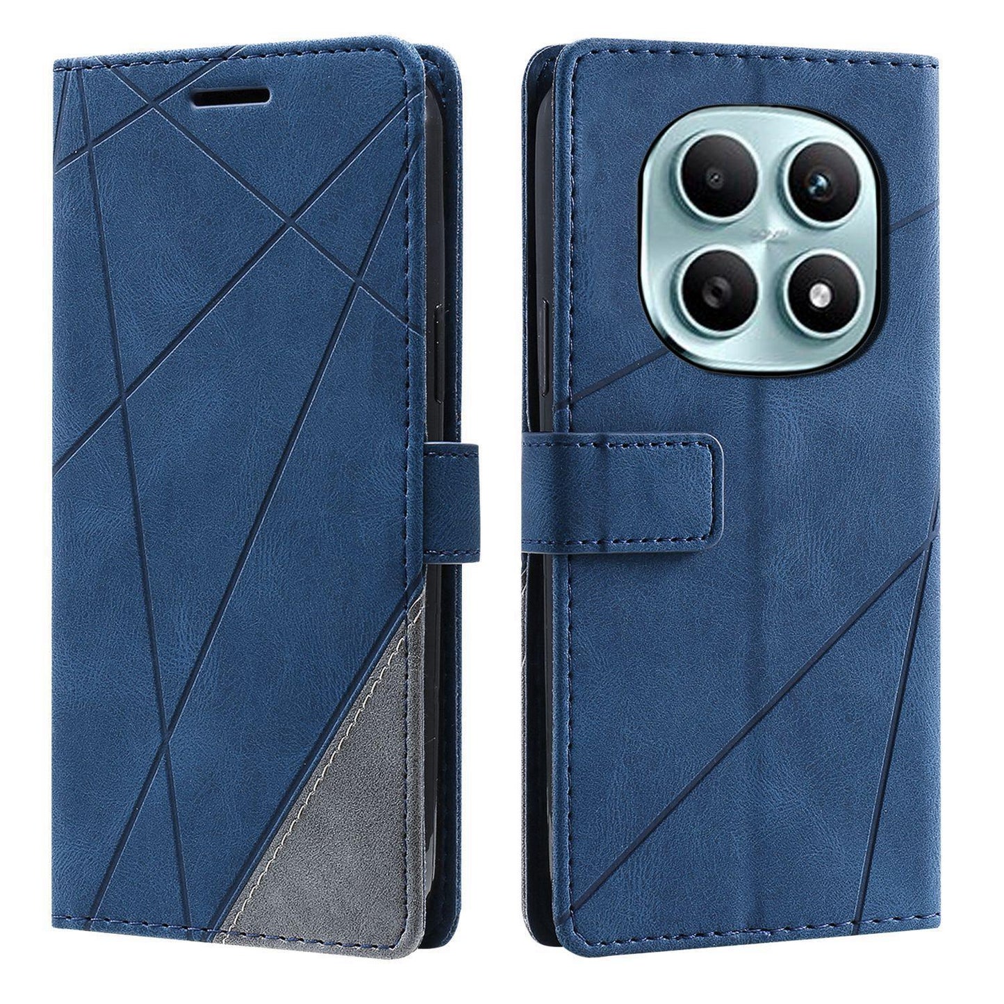For Redmi Note 15 4G / 5G Global 164mm Skin Feel Splicing Leather Phone Case(Blue)