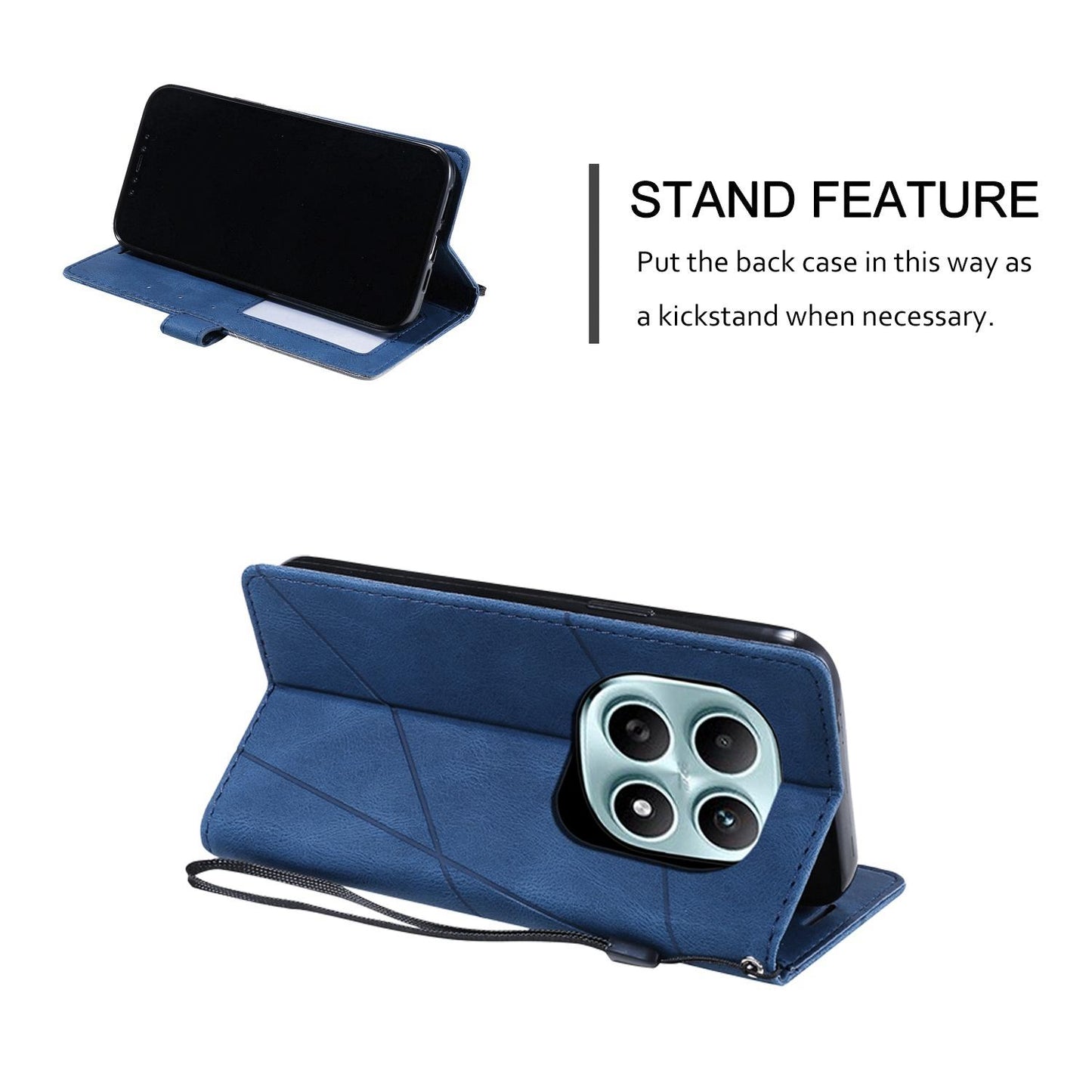 For Redmi Note 15 4G / 5G Global 164mm Skin Feel Splicing Leather Phone Case(Blue)
