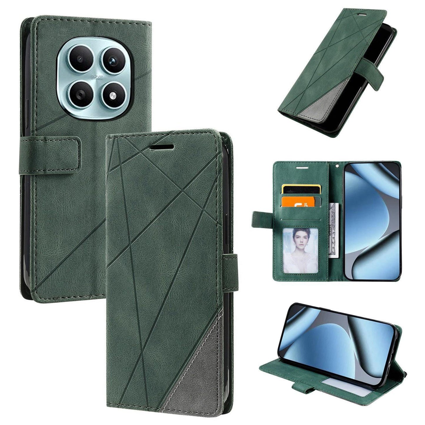 For Redmi Note 15 4G / 5G Global 164mm Skin Feel Splicing Leather Phone Case(Green)